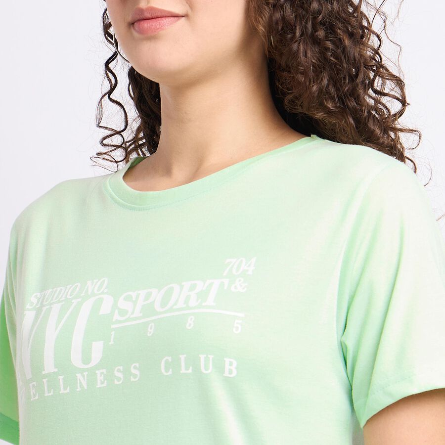 Ladies' Round Neck T-Shirt, Neon Green, large