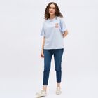 Women's Light Powder Blue Cotton Round Neck Casual T-Shirt, हल्का नीला, small image number null