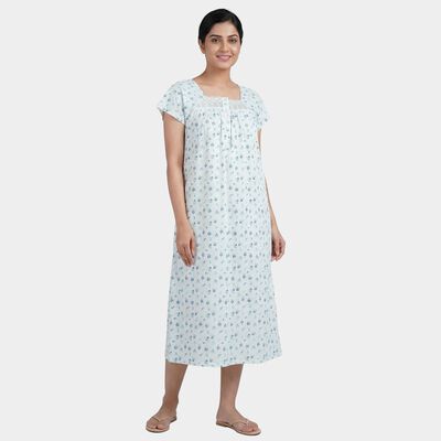 Women's White Sleeveless Casual Nighty