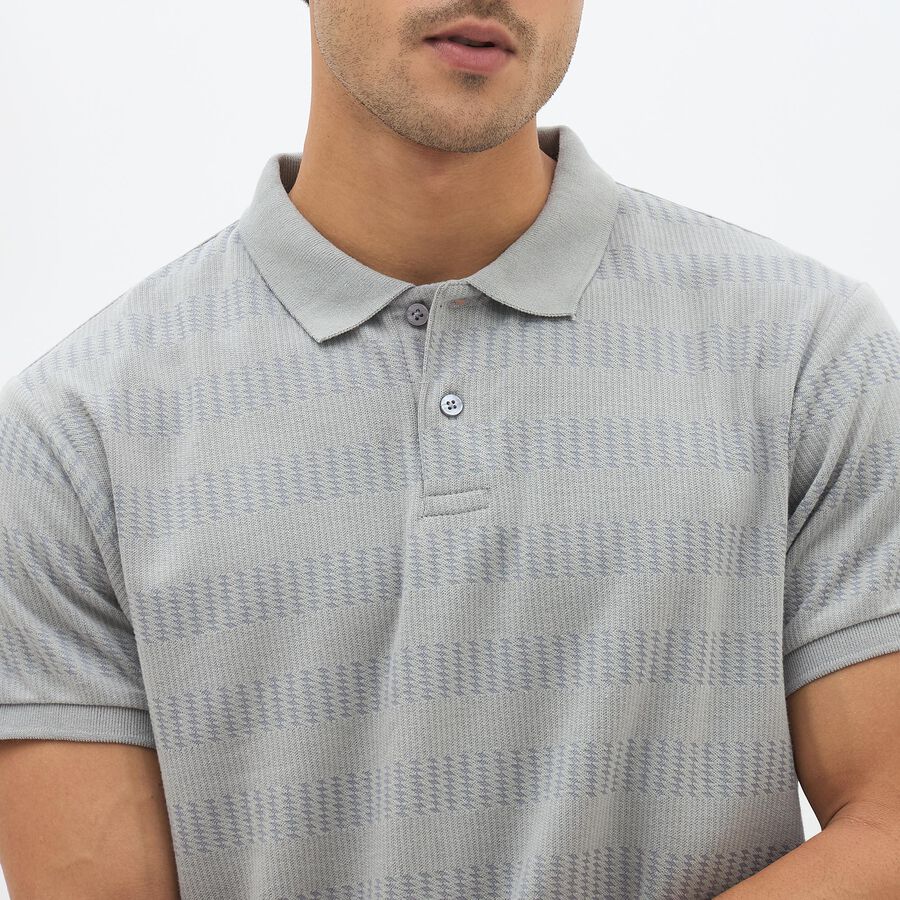 Men's Light Grey Polo Collar Casual T-Shirt, हल्का ग्रे, large image number null