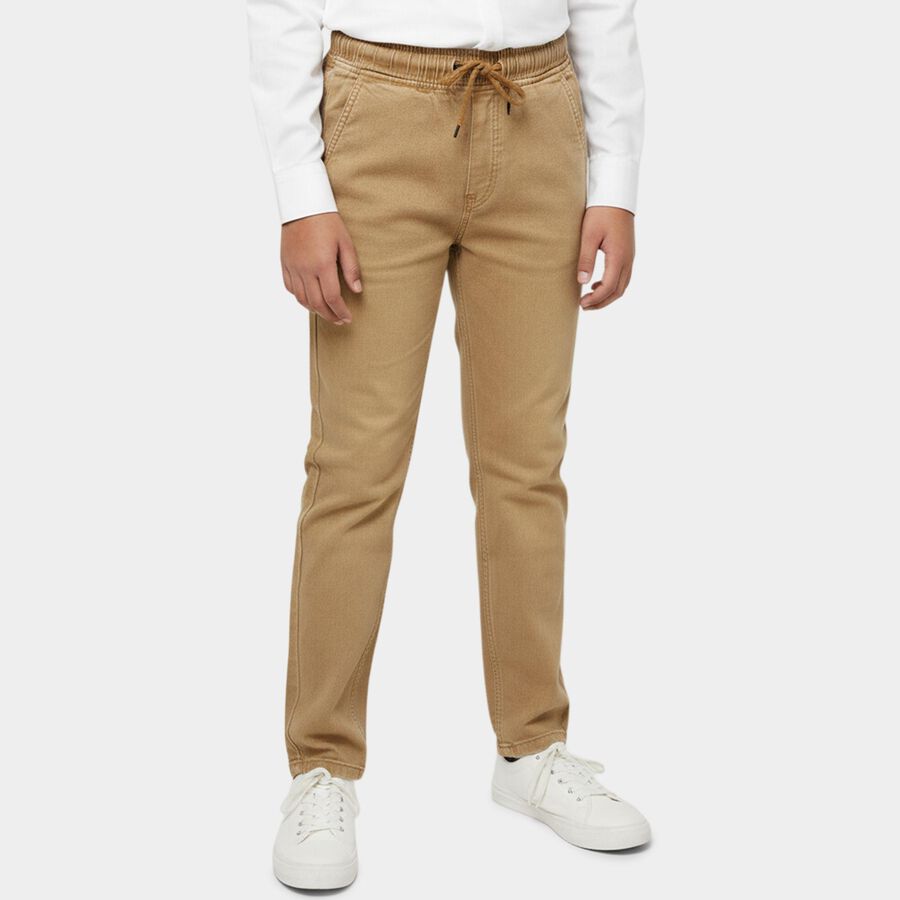 Boys' Light Beige Regular Fit Washed Jeans, Beige, large