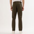 Men's Muted Olive Green Slim Fit Flat-Front Casual Trousers, Olive, small image number null