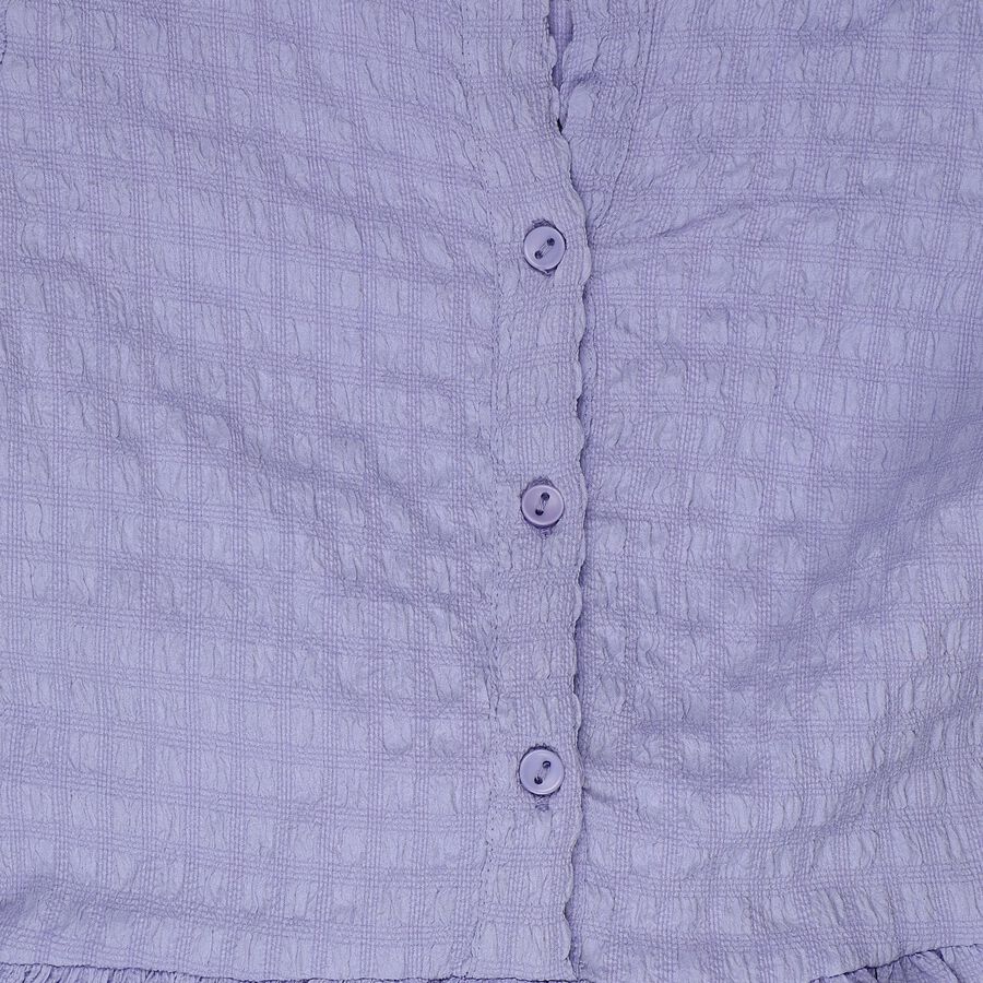 Girls' Purple Round Neck Tiered Dress, Purple, large