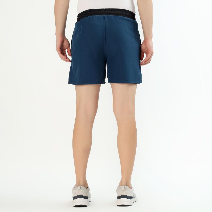 Men's Deep Navy Blue Regular Fit Elastic Waist Bermuda Shorts, Teal Blue, large