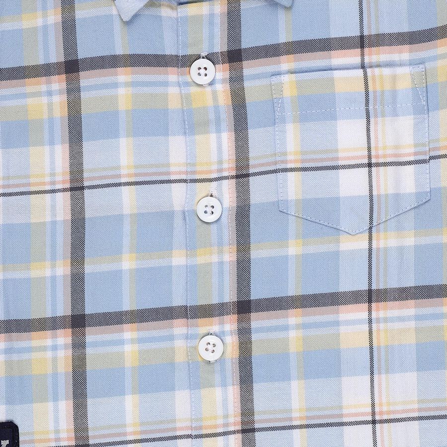 Boys' Light Blue Cotton Half Sleeve Classic Collar Casual Shirt, हल्का नीला, large