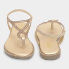 Women's Metallic Gold Strap Flat Sandals, Golden, small image number null
