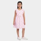 Girls' Lilac Striped Floral Printed Fit and Flare Frock, Lilac, small