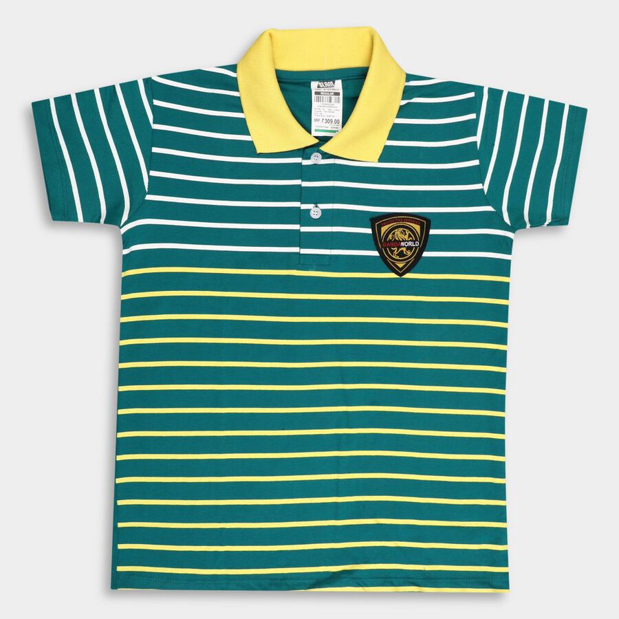 Boys' Cotton T-Shirt, Teal Blue, large image number null