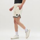 Men's Off-White Textured Elastic Waist Bermuda Shorts, एक्रू मिश्रित, small