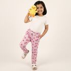 Girls' Light Pink Floral Printed Elastic Waist Pyjama, लाइलेक, small image number null