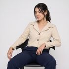 Women Off White Single-Breasted Cropped Blazer, Off White, small