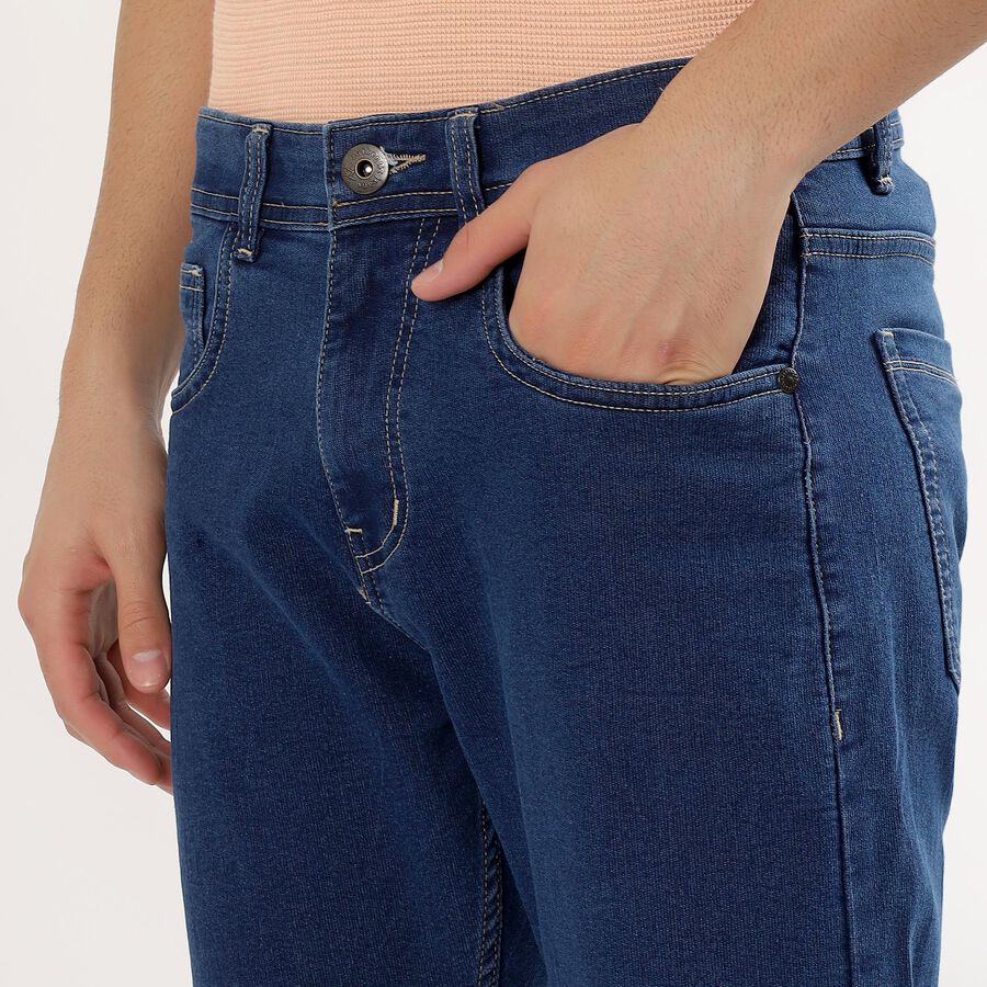 Men's Deep Blue Slim Fit Classic Jeans, Mid Blue, large image number null