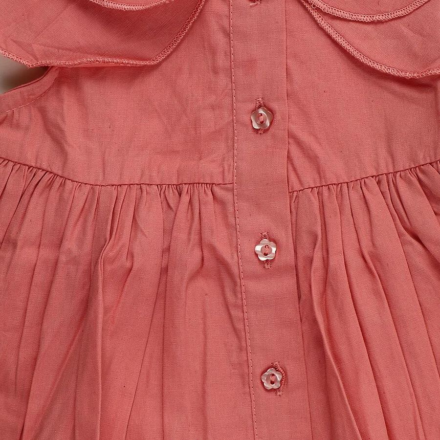 Infants' Soft Pink Cotton Peter Pan Collar Sleeveless Frock, हल्का गुलाबी, large