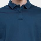 Men's 100% Cotton Collared Half Sleeves T-Shirt , Teal Blue, small