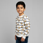 Boys Bright White Crew Neck Casual Sweatshirt, मध्यम नीला, small image number null