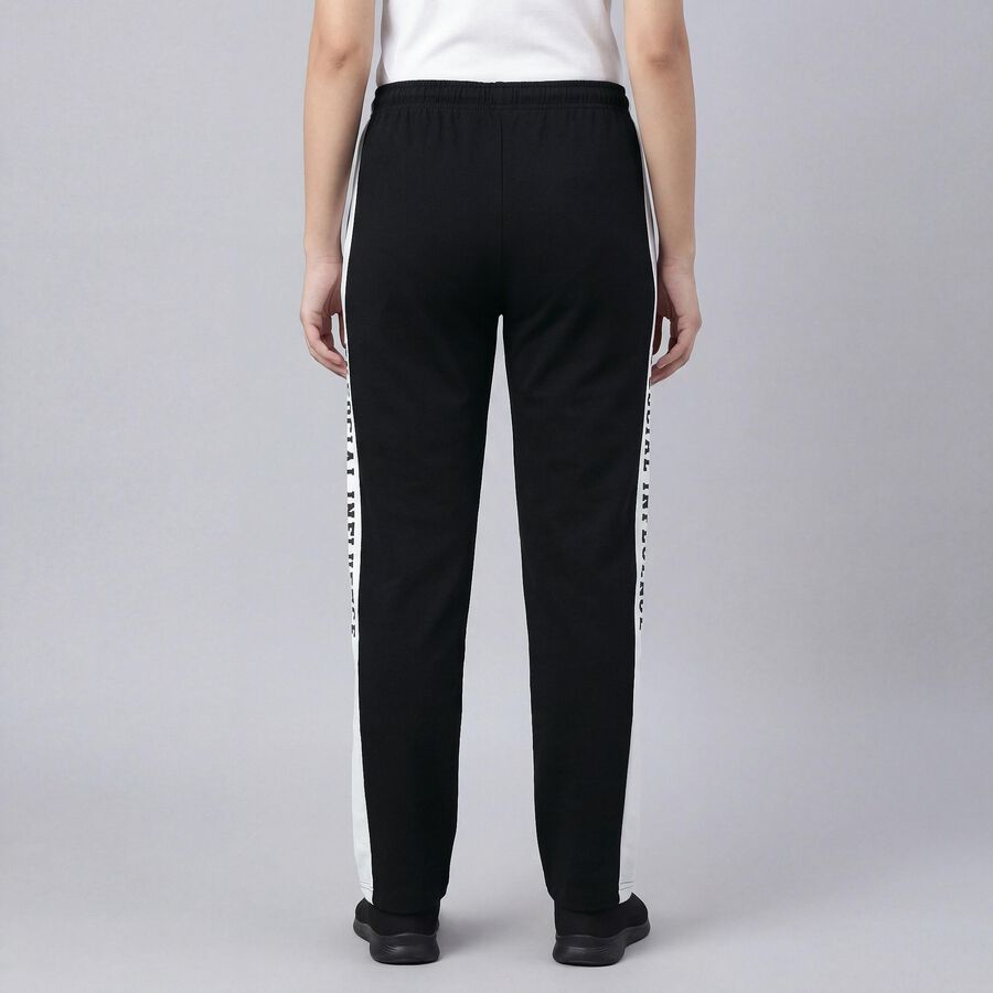 Women's Black Regular Fit Cuffed Track Pants, Black, large