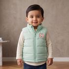 Infants Mint Green Stand Collar Puffer Jacket, Light Green, small