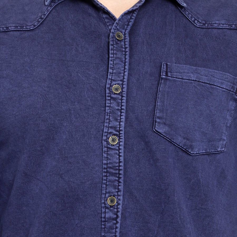 Solid Casual Shirt, Mid Blue, large image number null