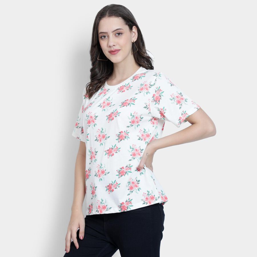 Ladies' Round Neck T-Shirt , ऑफ व्हाइट, large image number null