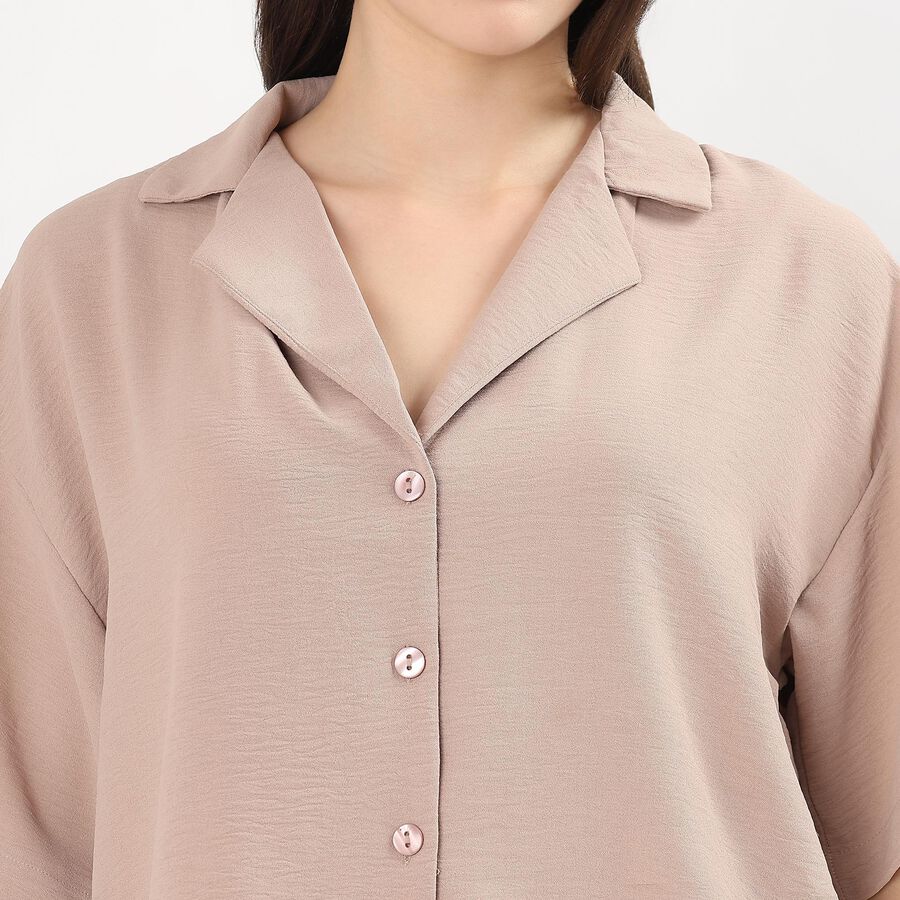 Women's Beige Solid Co-ord Set, Beige, large