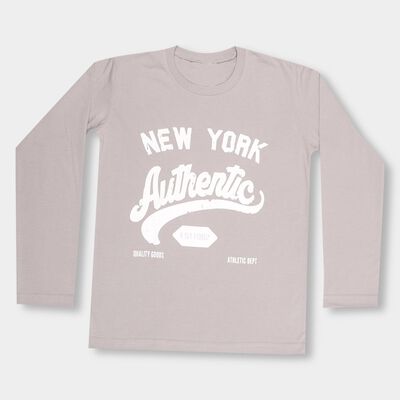 Boys' Light Grey Crew Neck Casual T-Shirt