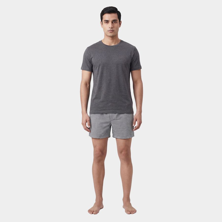 Men's Dark Grey Solid Regular Fit Boxer Shorts, गहरा ग्रे, large