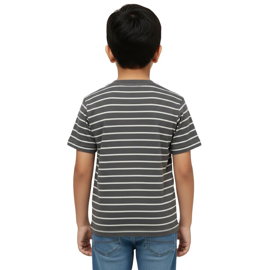 Boys' Light Grey Round Neck Graphic Printed T-Shirt, हल्का ग्रे, large