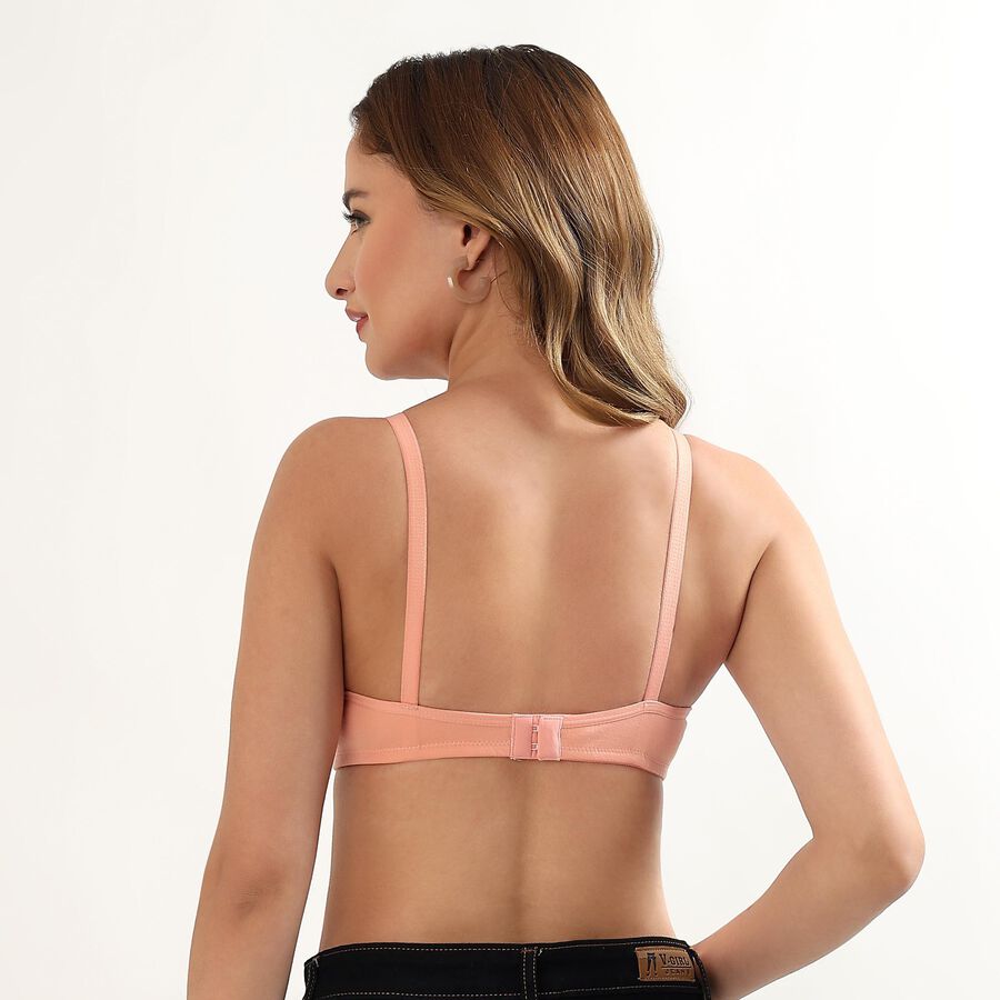 Women's Beige Cotton Padded Wired T-Shirt Bra, Peach, large