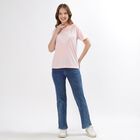 Women's Stonewashed Blue Straight Fit High-Rise Jeans, मध्यम नीला, small