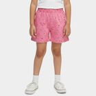 Girls' Pink Regular Fit Printed Shorts, हल्का गुलाबी, small