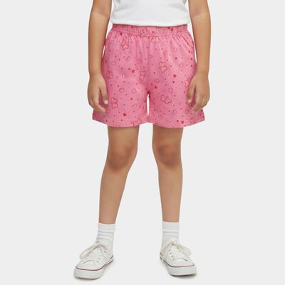 Girls' Pink Regular Fit Printed Shorts