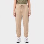 Women's Beige Regular Fit Jogger Track Pants, Beige, small