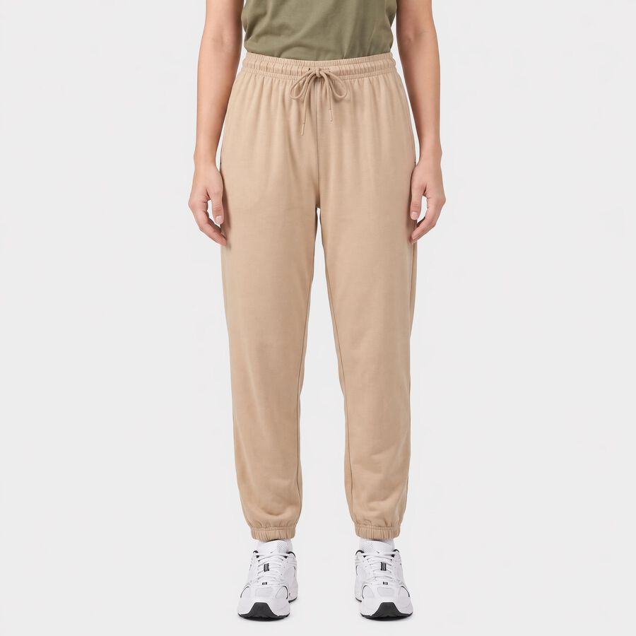 Women's Beige Regular Fit Jogger Track Pants, Beige, large