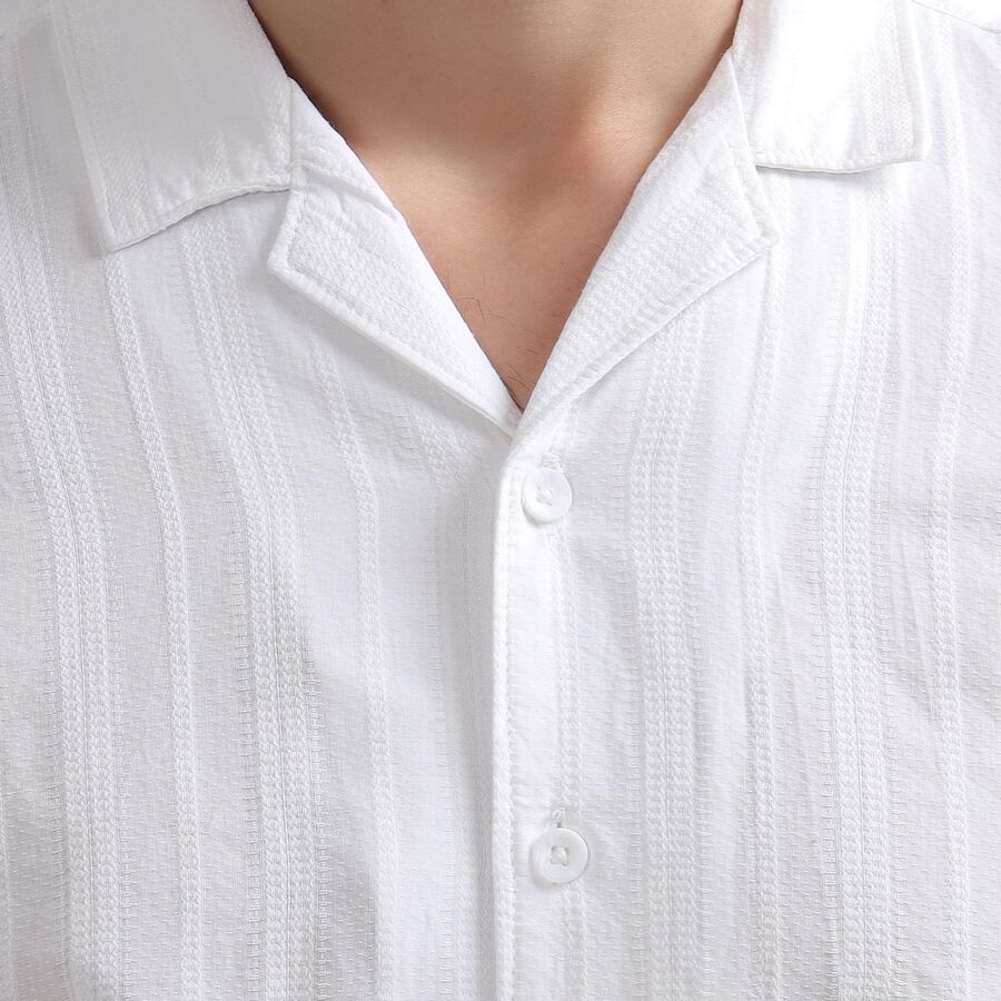 Men's White Cotton Regular Collar Casual Shirt, White, large image number null