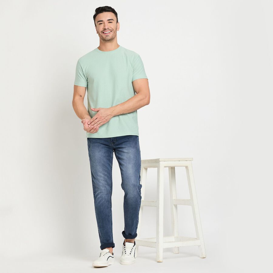 Men's Round Neck Half Sleeves T-Shirt, Aqua, large image number null