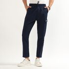 Men's Jet Black Regular Fit Cargo Track Pants, Navy Blue, small image number null