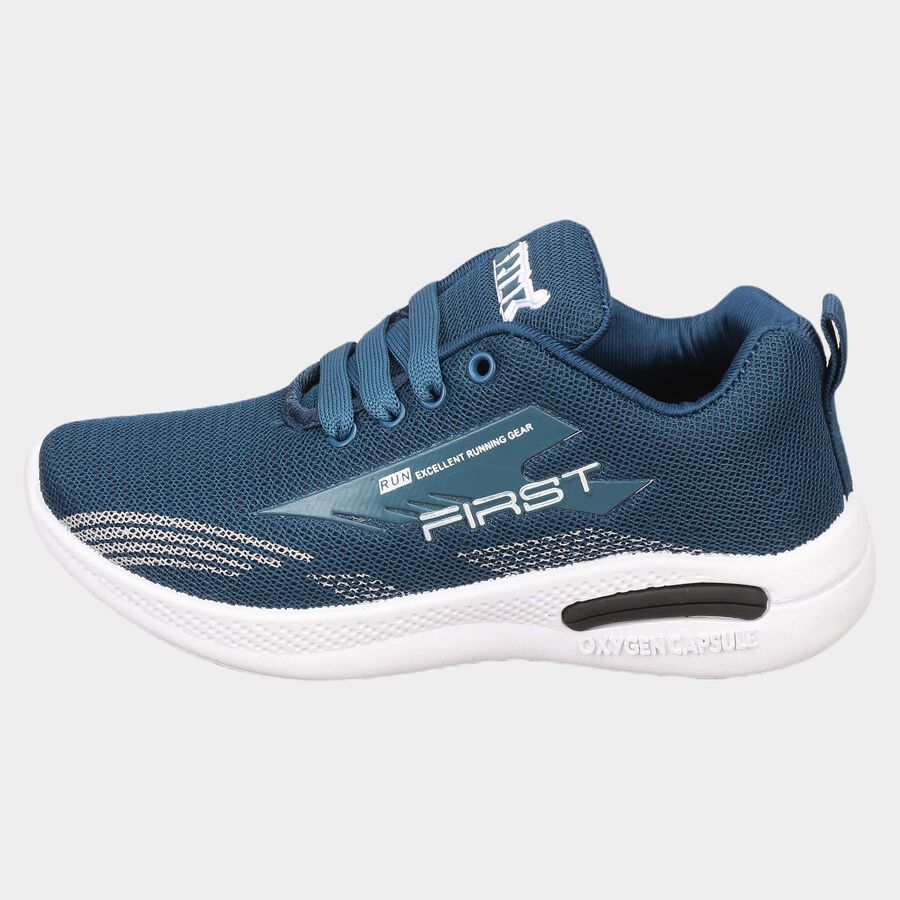 Kids Printed Lace-Ups Sports Shoes, Teal Blue, large image number null