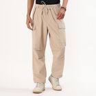 Men's Beige Relaxed Fit Cargo Pants with Utility Pockets, गहरा पीला, small image number null