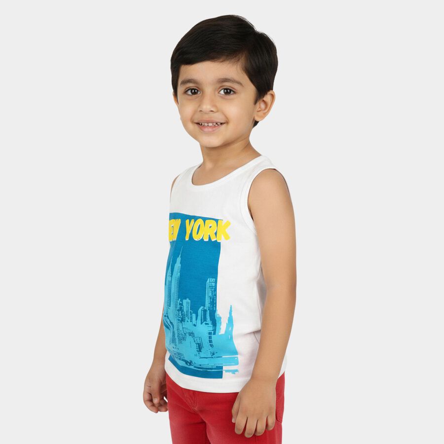 Boys White Round Neck Casual Boys T-Shirt, सफ़ेद, large