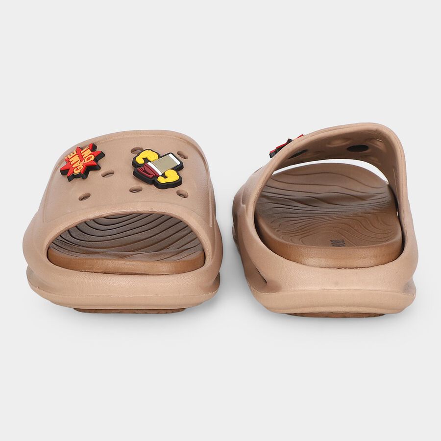 Boys Brown Slip-On Slide Sandals, Brown, large