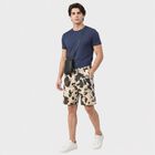 Men's Off White Regular Fit Printed Bermuda Shorts, ऑफ व्हाइट, small