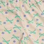 Girls Beige Bow and Floral Printed Cotton Blend Pyjama, गहरा पीला, small image number null