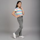 Girls' Muted Charcoal Grey Flared Fit Elastic Waist Jeans, Black, small image number null