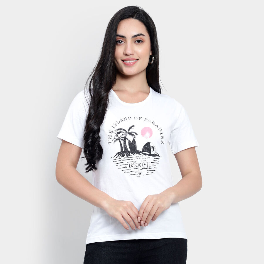Round Neck T-Shirt, White, large image number null