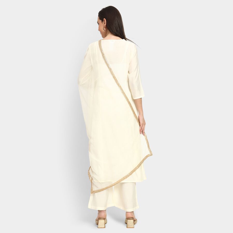 Ladies' Kurta Pyjama Set with Dupatta, ऑफ व्हाइट, large image number null