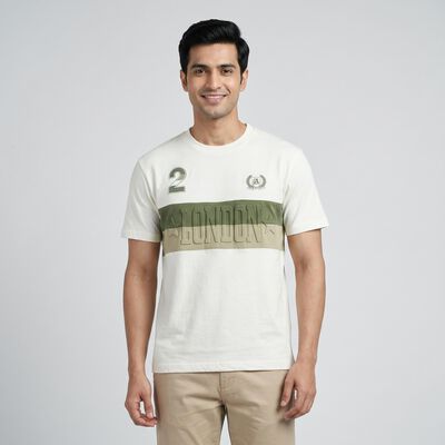 Men's Light Green Round Neck Casual T-Shirt