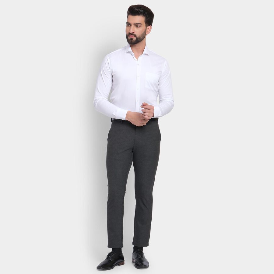 Men's Slim Fit Casual Trousers , गहरा ग्रे, large image number null