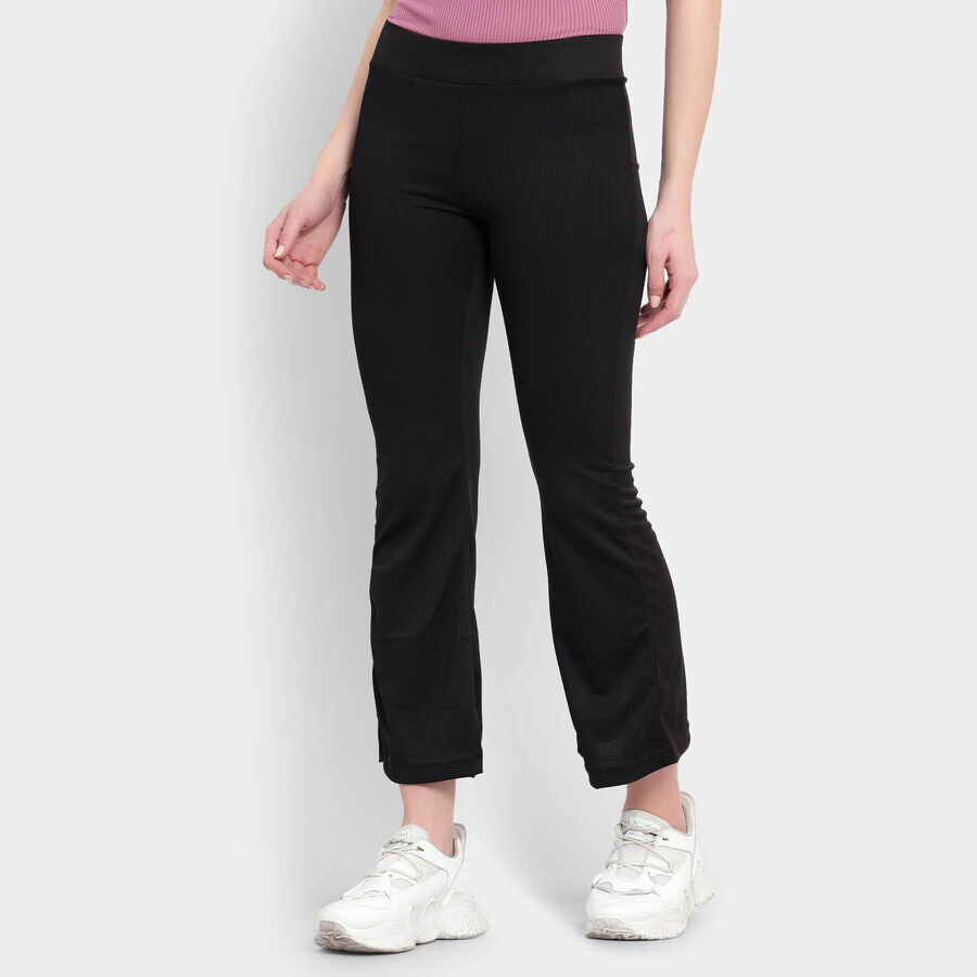Solid Trousers, काला, large image number null