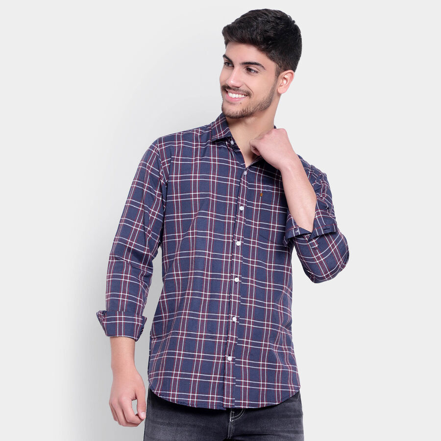Checks Casual Shirt, Navy Blue, large image number null