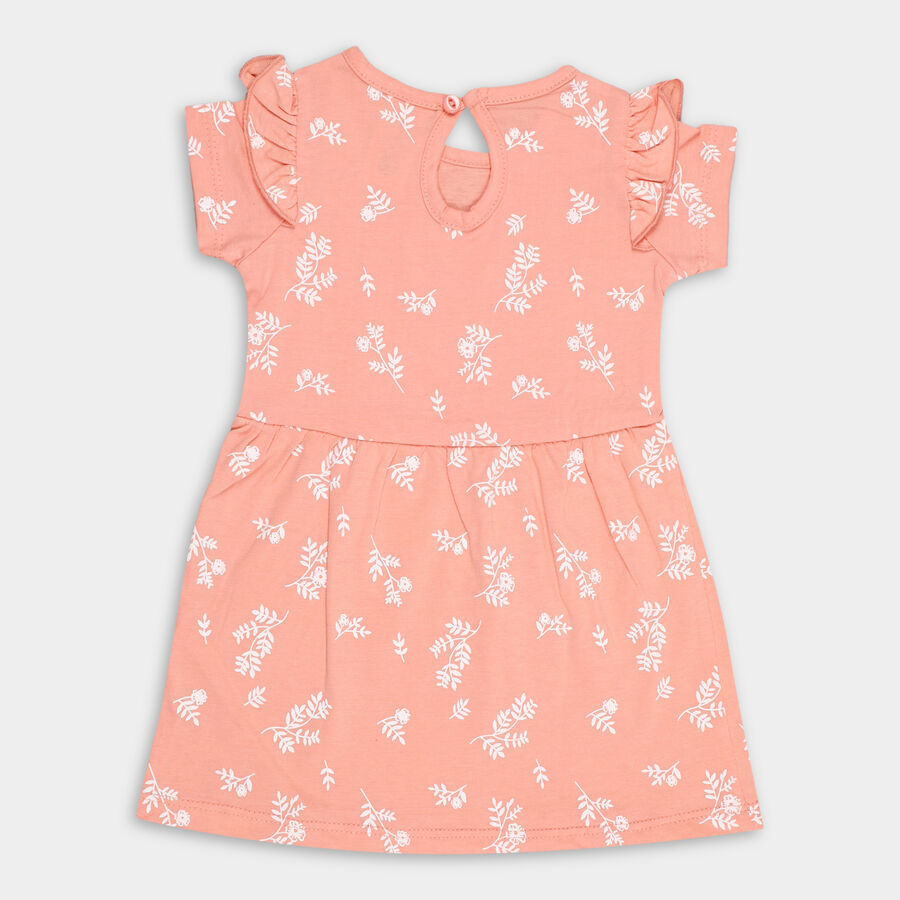 Infant Girl's Cotton Frock, पीच, large image number null